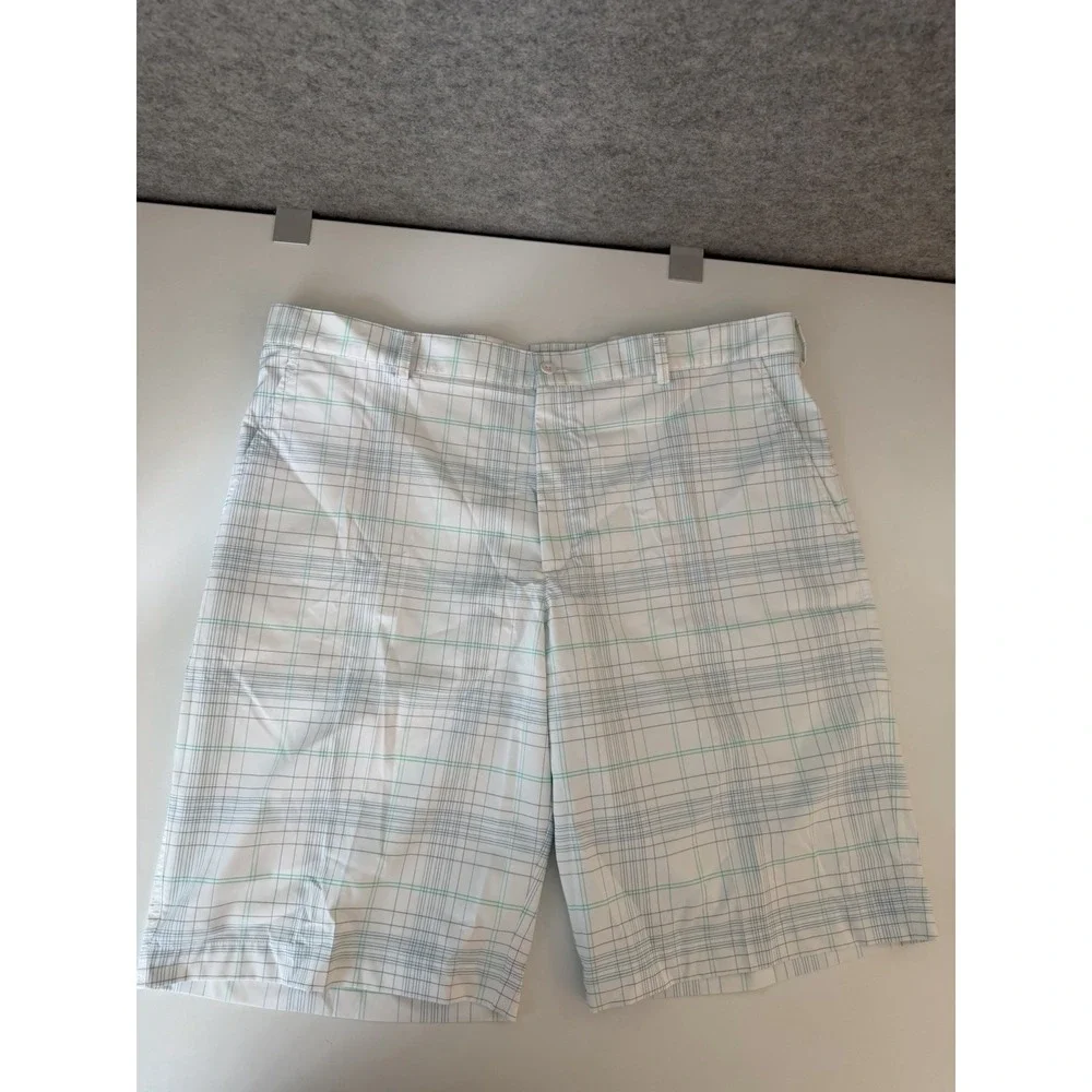 Nike Golf Shorts Mens 40 White Plaid Stretch Performance Bermuda Long 12